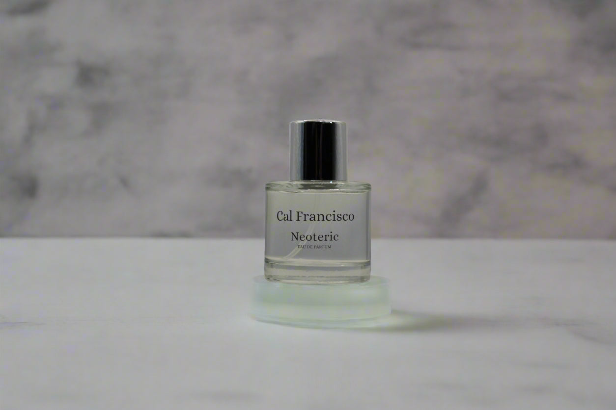 Cal Francisco Neoteric label detail – premium niche fragrance for men